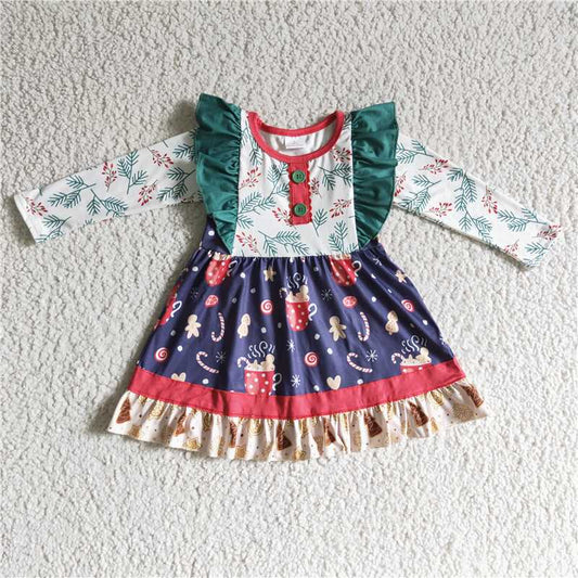 girls Xmas coffee dress GLD0142