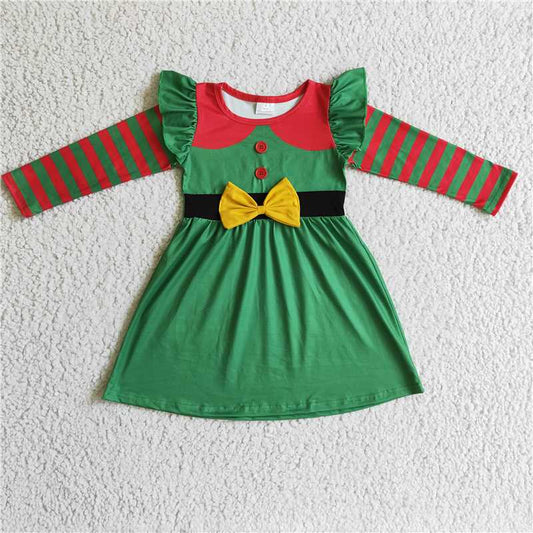 girls Xmas green dress GLD0143