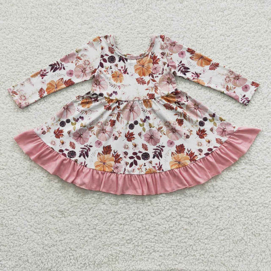 girls pumpkin floral dress GLD0212