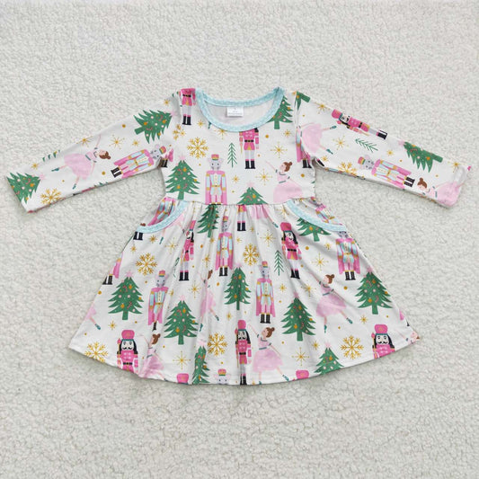 Girl christmas princess & soldier long sleeve dress GLD0245