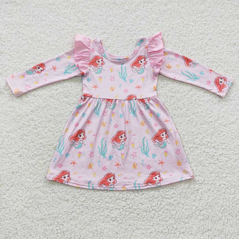 Sibling Baby Girls Princess Ruffle Long Sleeve Dresses
