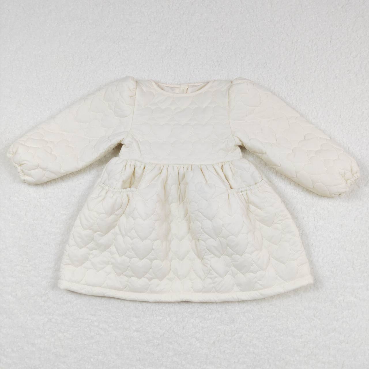 GLD0263  baby girl love print white long sleeve winter dress