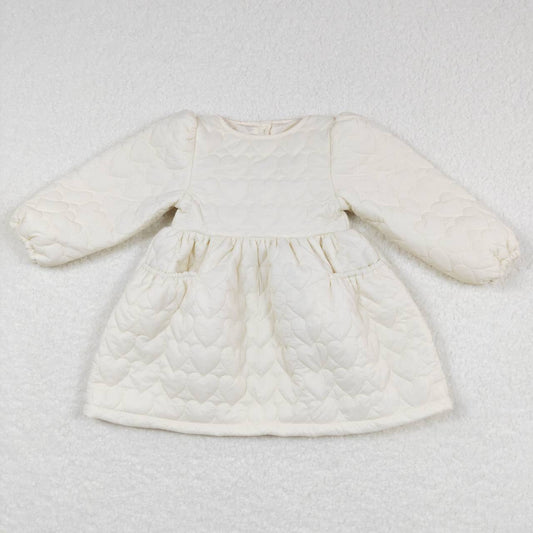 GLD0263  baby girl love print white long sleeve winter dress