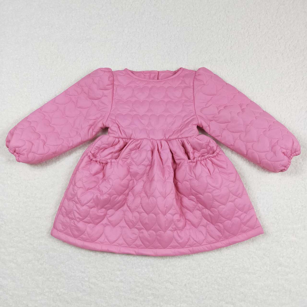 GLD0269 baby girl love print pink long sleeve winter dress