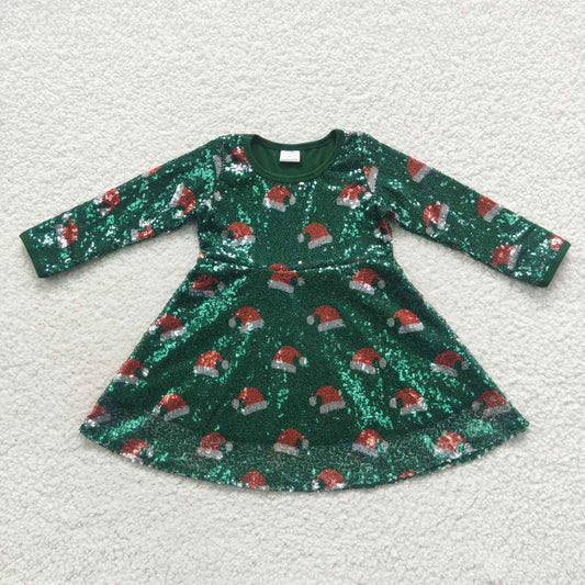 girls Christmas green sequined dress GLD0272