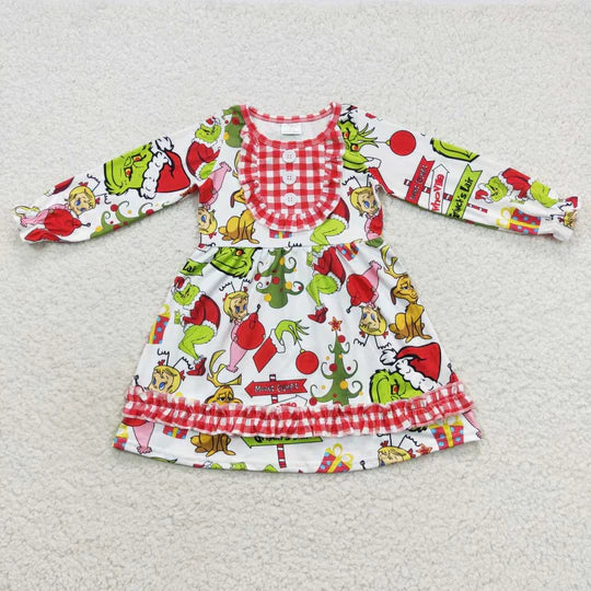 GLD0297 baby girl dresses girl cartoon christmas dress