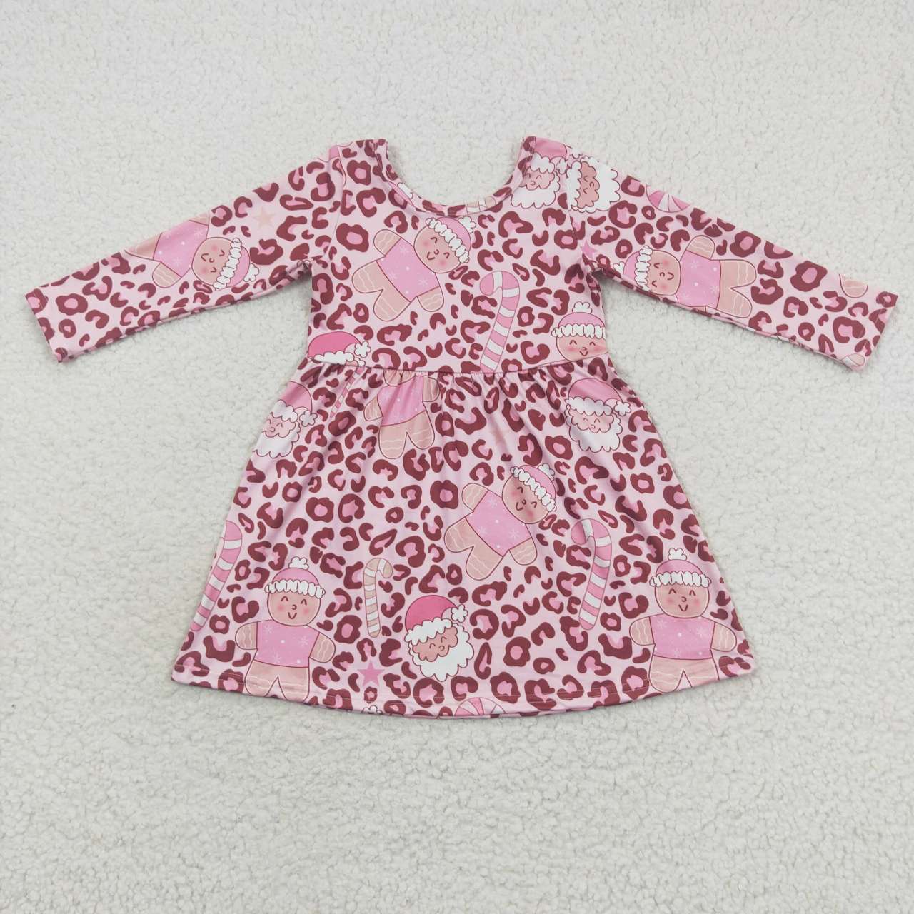Sibling Baby Girls Leopard Santa Shirts Bell Bottom Pants Christmas Clothes Sets Knee Length Dresses