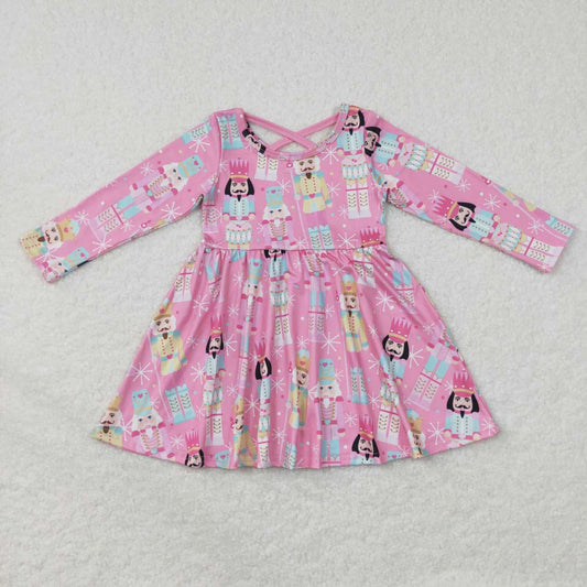 GLD0384 baby girl pink cartoon long sleeve dress