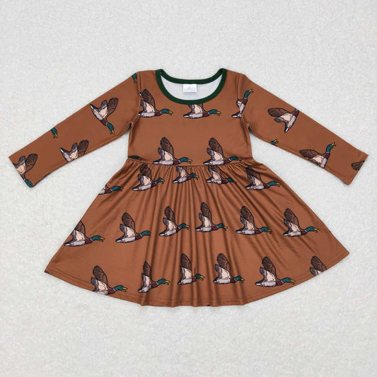 GLD0405 baby girl clothes girl mallard pattern dress