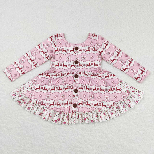 GLD0433 baby girl clothes deer girl christmas dress