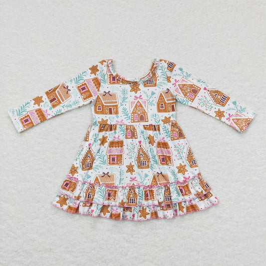 GLD0447 kids clothes girls girl winter dress house girl christmas dress