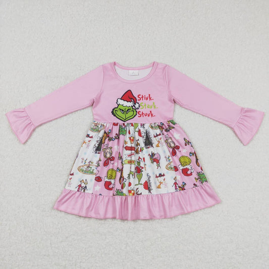 GLD0457 baby girl clothes cartoon girl christmas dress