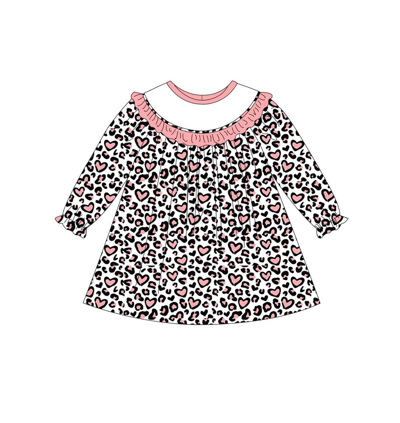 10.10 GLD0466 pre-order baby girl dresses leopard heart girl valentines day dress