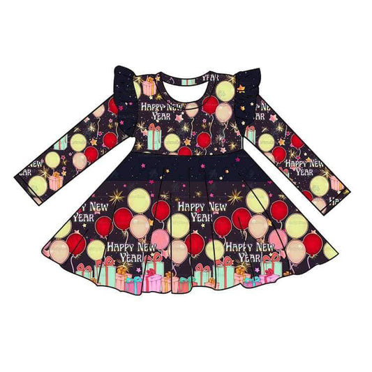 GLD0476 pre-order baby girl happy new year long sleeve dress