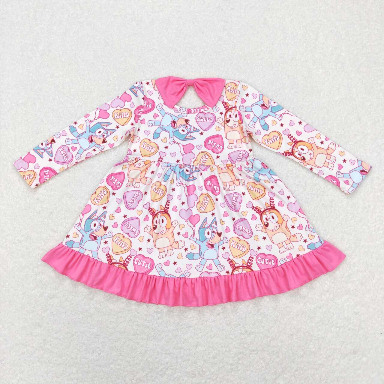 GLD0497 baby girl clothes  cartoon dog valentine's day girl winter dress