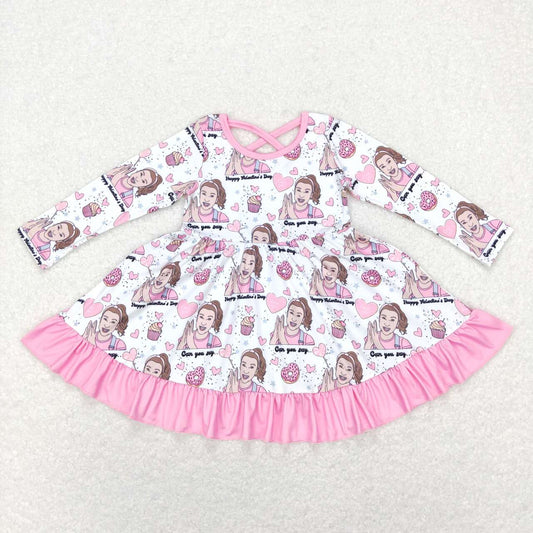 GLD0504 baby girl clothes  heart valentine's day girl winter dress