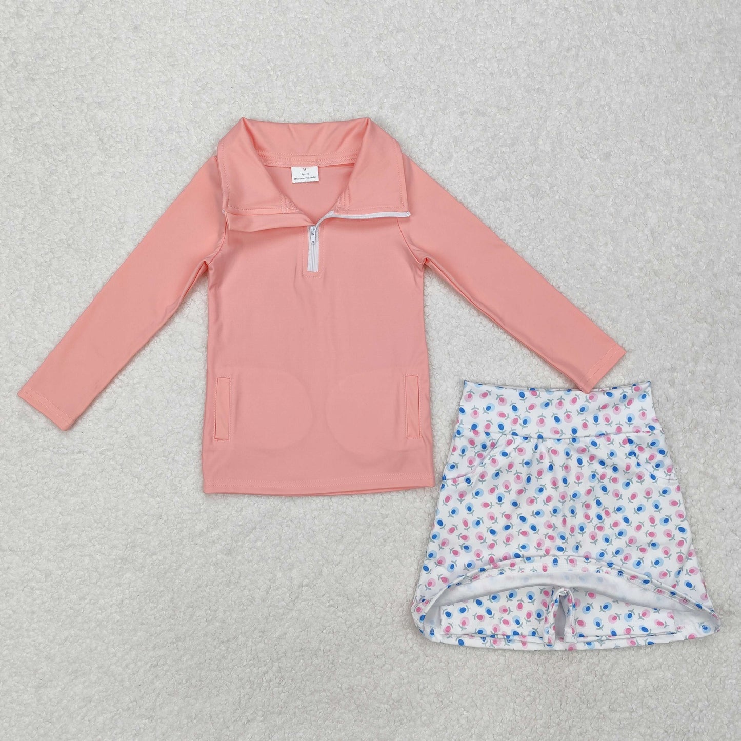 Sibling Baby Girls Zipper Pullovers Shirts Top Floral Skorts Yoga Sets