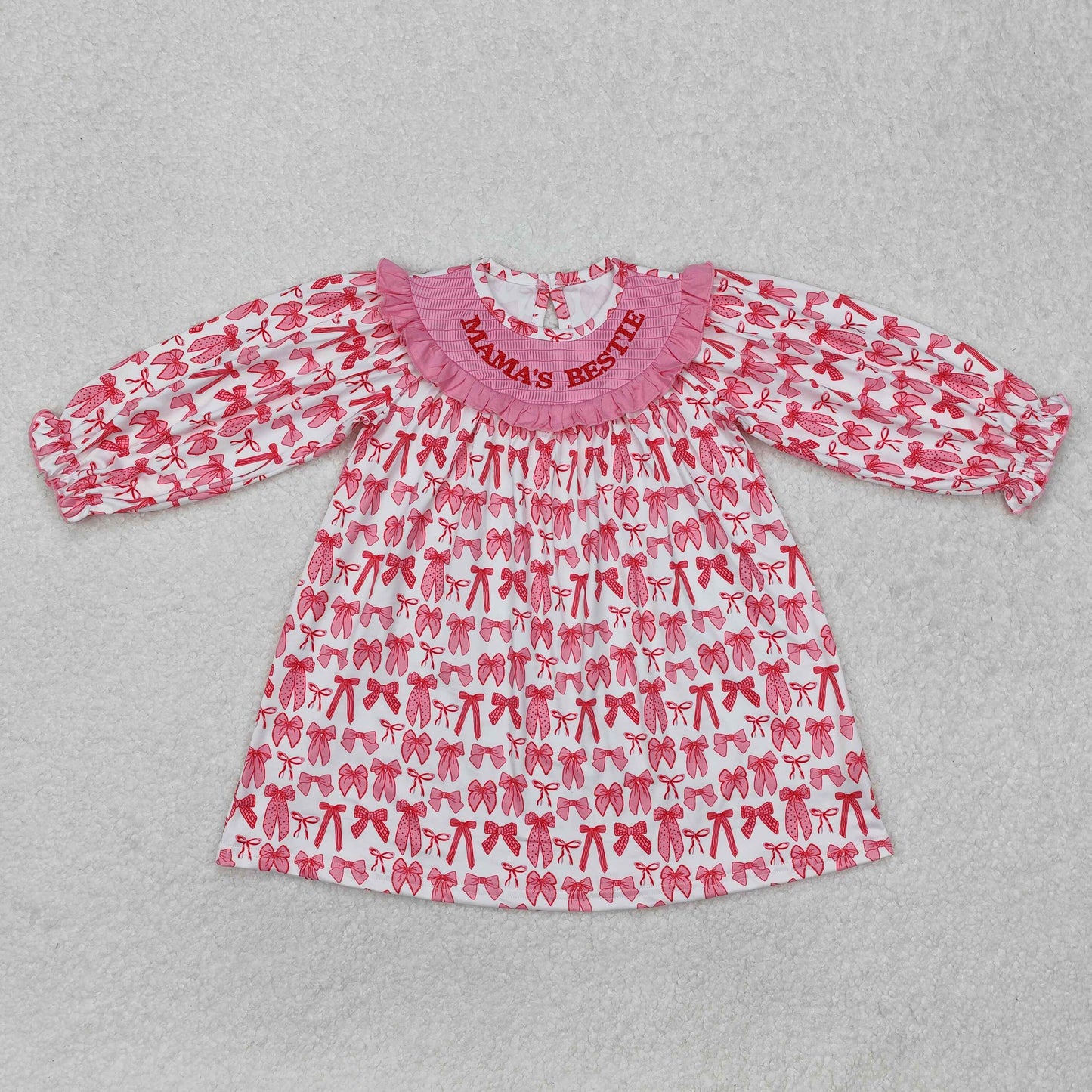GLD0990  toddler girl clothes embroidery smocked bows girl Valentine's Day dress