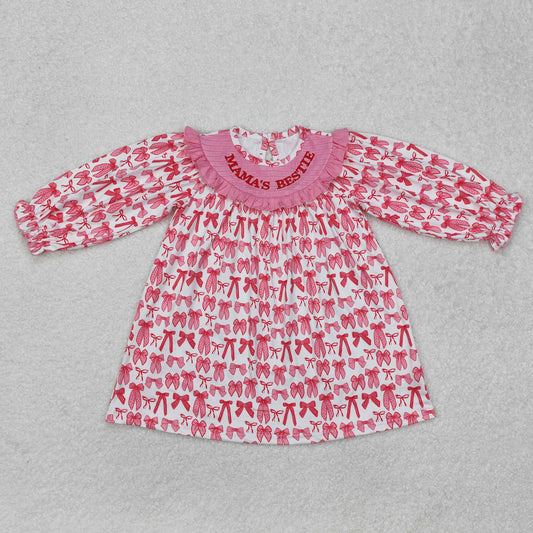 GLD0990  toddler girl clothes embroidery smocked bows girl Valentine's Day dress