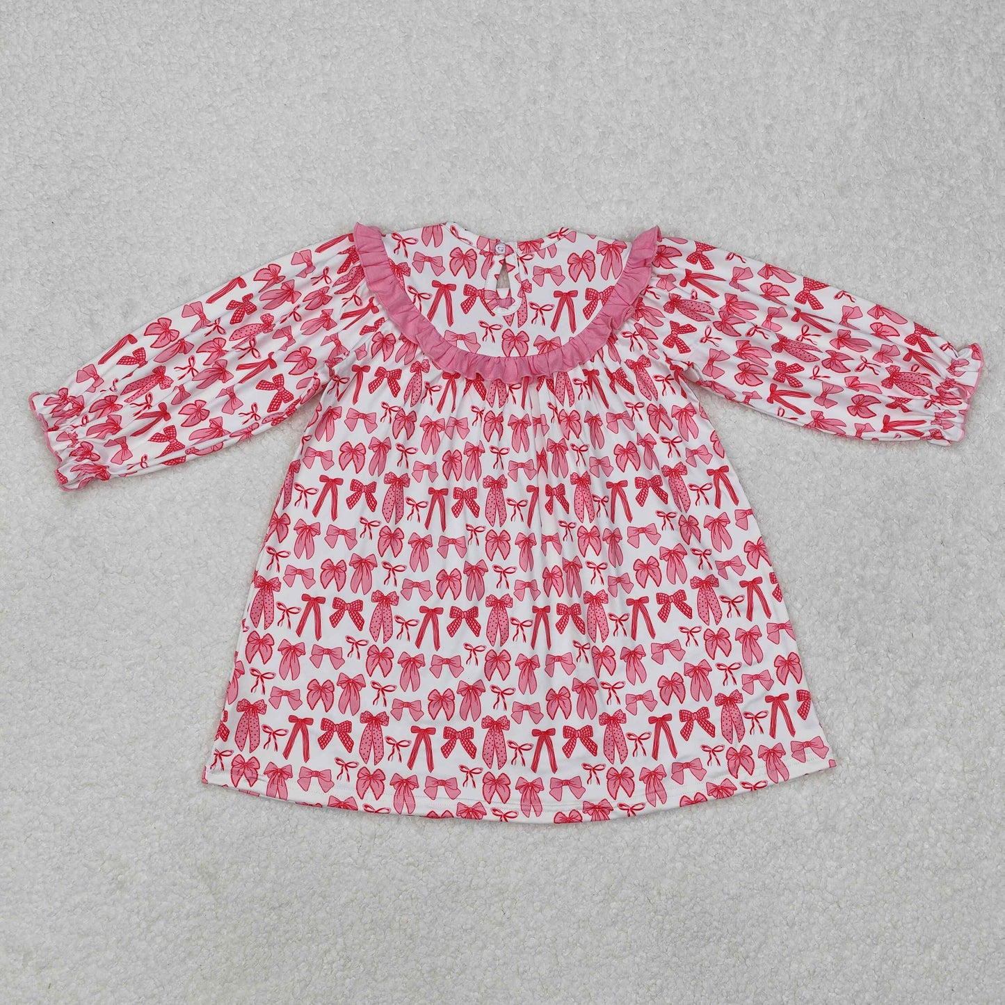 GLD0990  toddler girl clothes embroidery smocked bows girl Valentine's Day dress