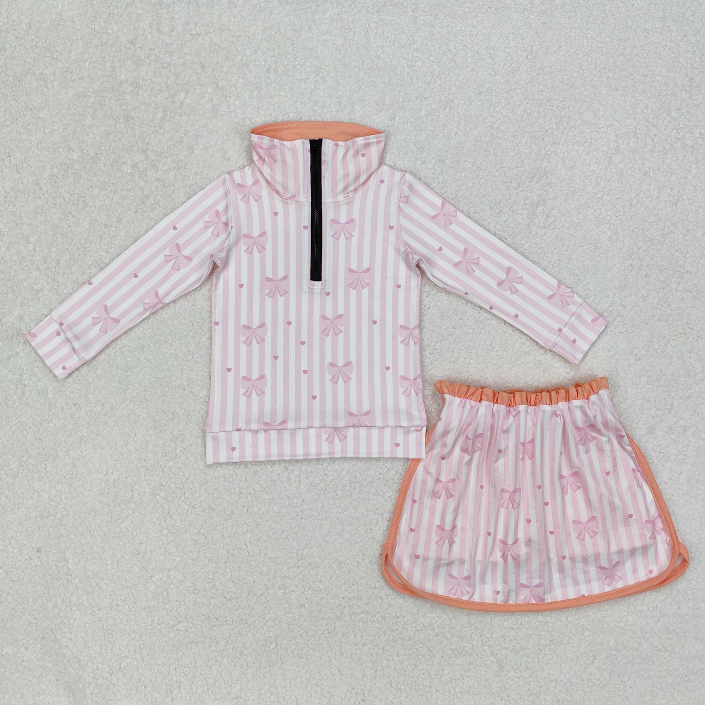 7 Colors Sibling Baby Girls Flowers Bows Zip Top Skirt Skort Bottoms Sets