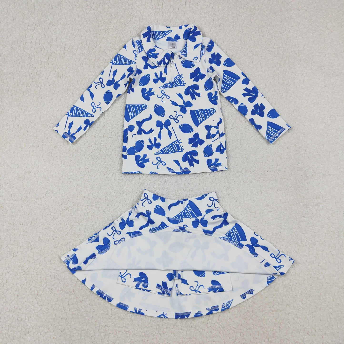 Sibling Baby Girls Bows Footballs Go Team Zipper Pullover Leggings Skorts Yoga Active Clothes Sets