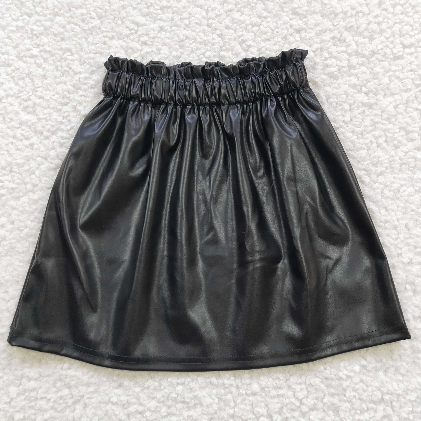 girls black leather skirt GLK0013