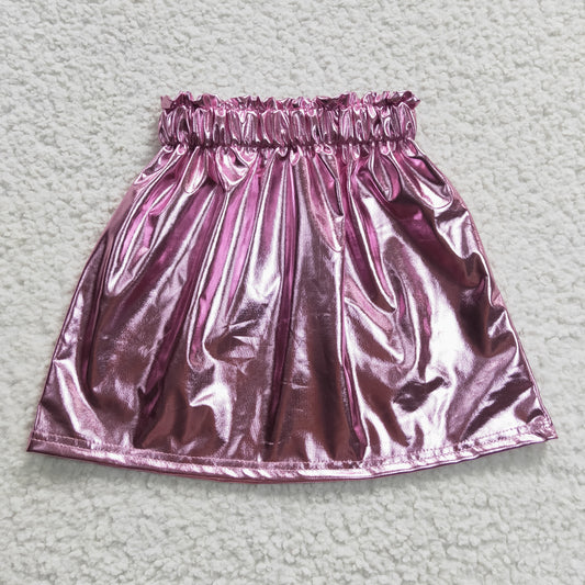 girls magenta leather skirt GLK0014