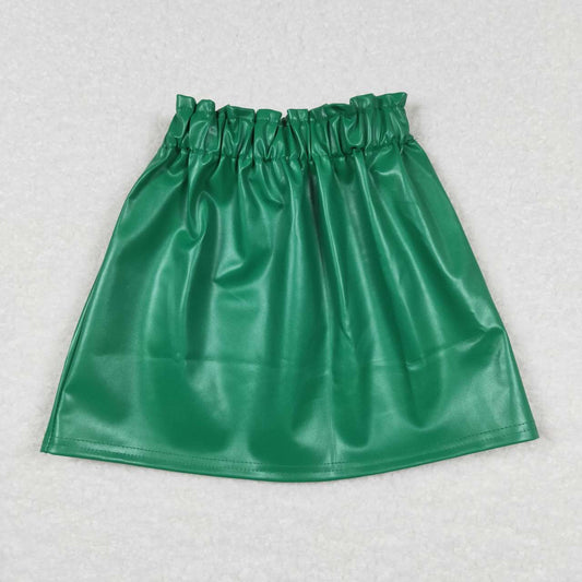 GLK0018 girls green leather skirt