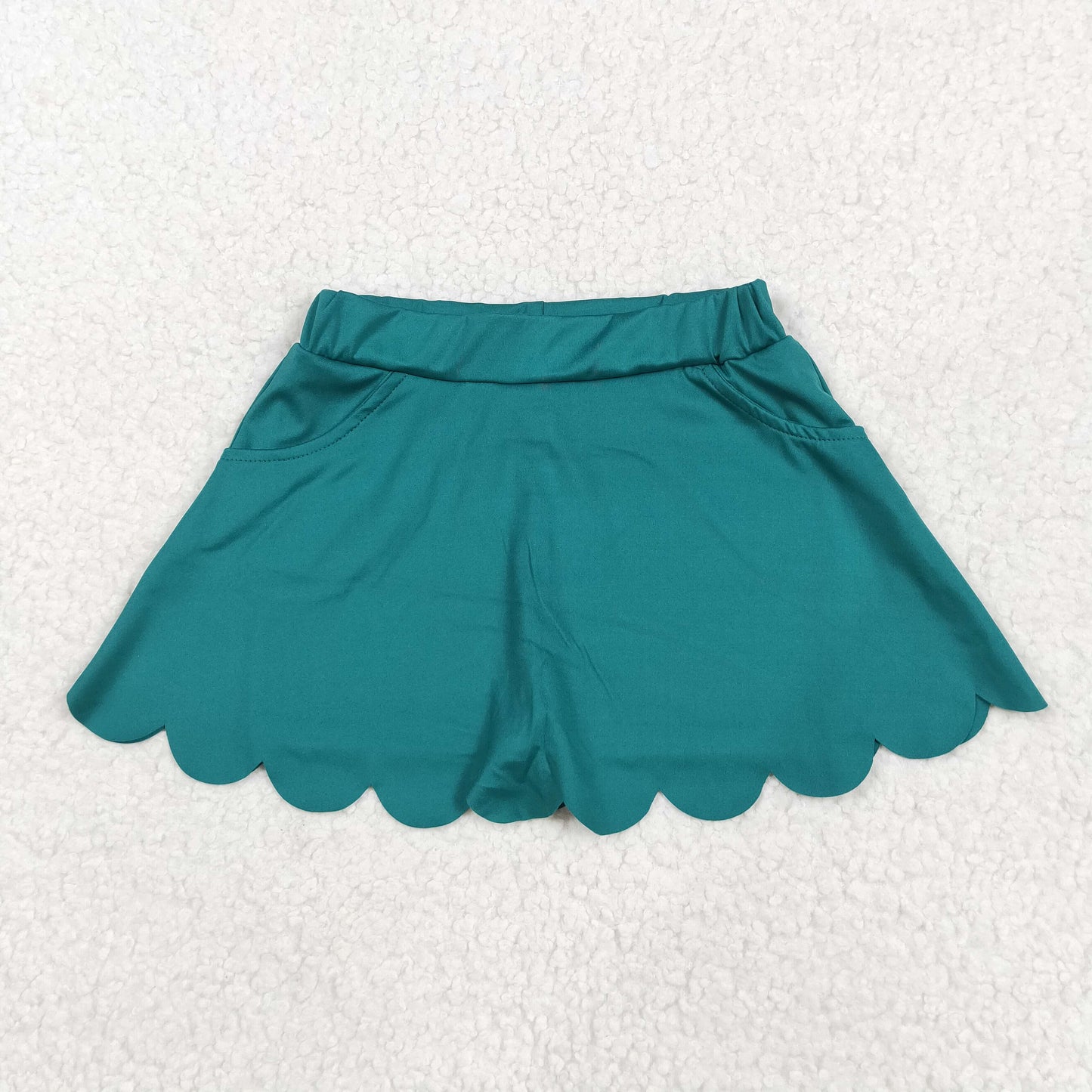 GLK0077 Baby Girls Green Pockets Ruffle Skirt Shorts Bottom