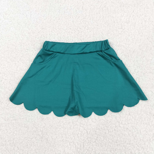 GLK0077 Baby Girls Green Pockets Ruffle Skirt Shorts Bottom