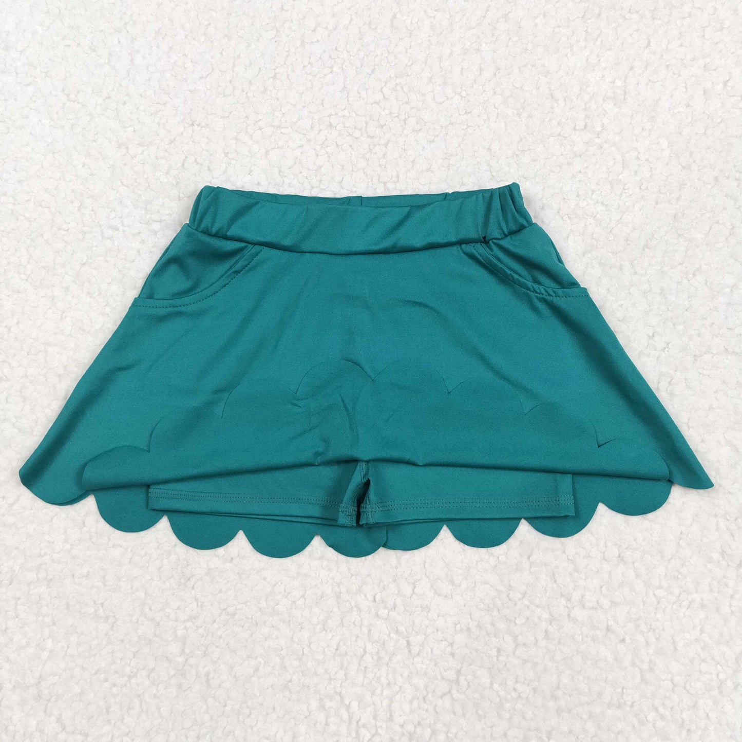 GLK0077 Baby Girls Green Pockets Ruffle Skirt Shorts Bottom