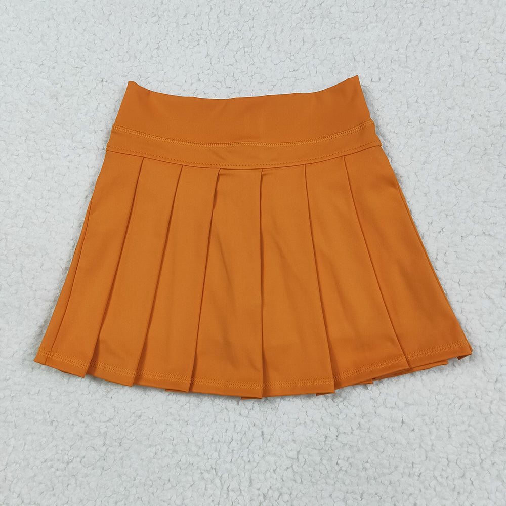 GLK0109 toddler girl clothes Orange athletic summer yoga Pleated Skirts