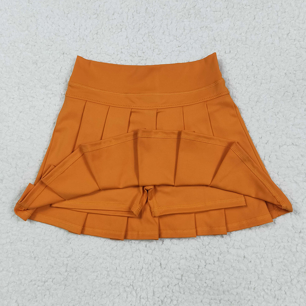 GLK0109 toddler girl clothes Orange athletic summer yoga Pleated Skirts