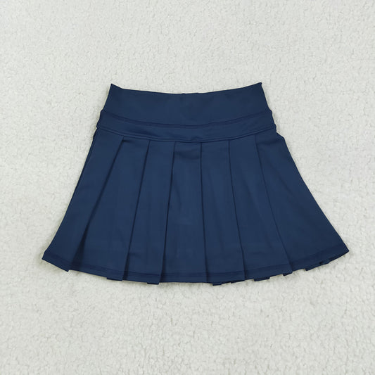 GLK0122 toddler girl clothes navy athletic summer yoga Pleated Skirts