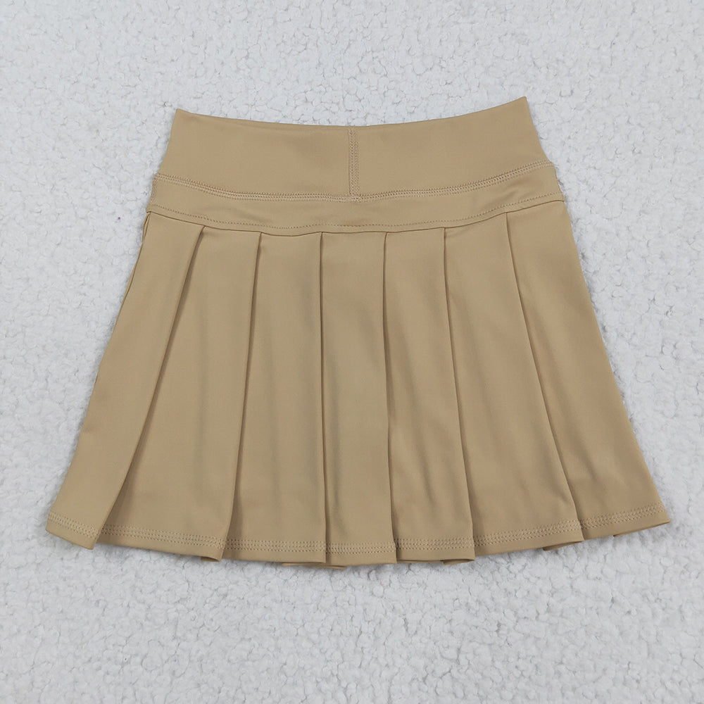 GLK0123 toddler girl clothes khaki athletic summer yoga Pleated Skirts