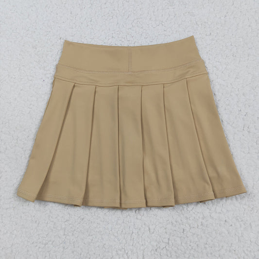 GLK0123 toddler girl clothes khaki athletic summer yoga Pleated Skirts