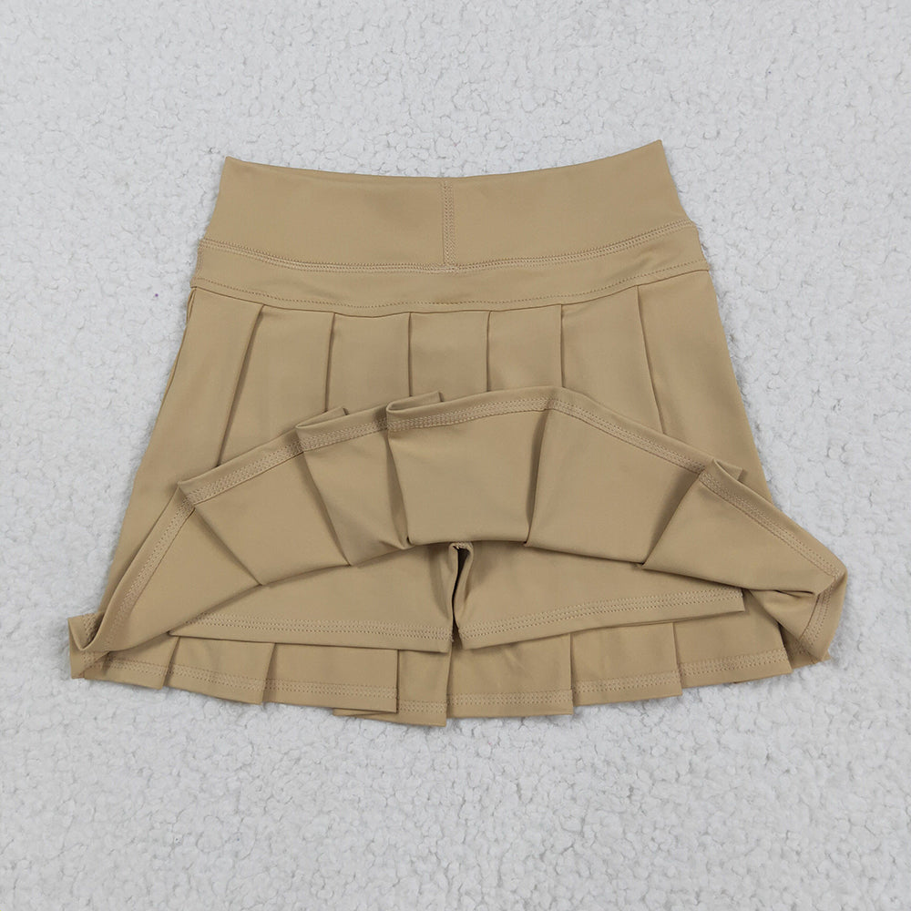 GLK0123 toddler girl clothes khaki athletic summer yoga Pleated Skirts