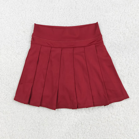 GLK0124 toddler girl clothes Dark Red athletic summer yoga Pleated Skirts