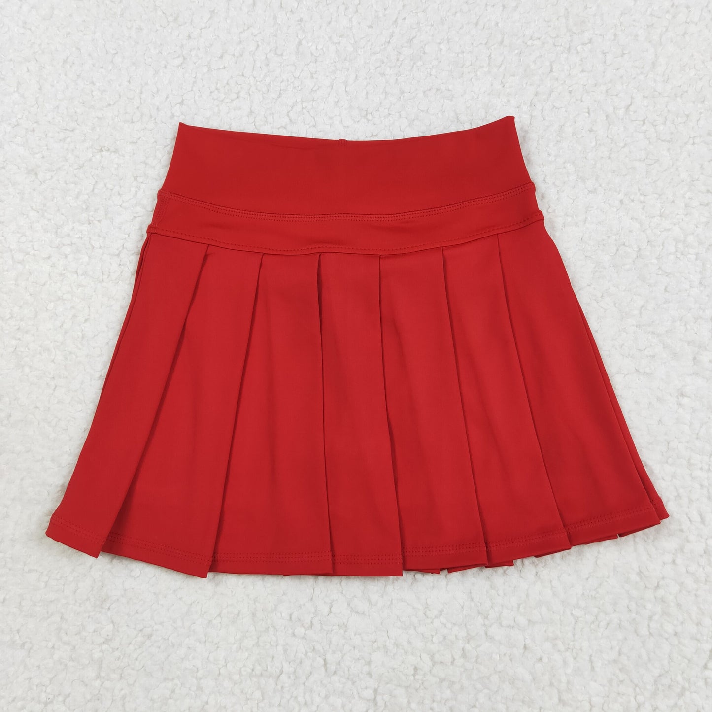 GLK0125 Toddler Girls Clothes Red Athletic Yoga Active Pleated Skirts Short Bottom