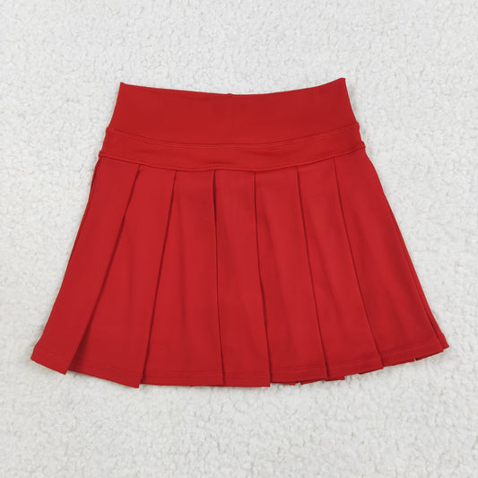 GLK0125 Toddler Girls Clothes Red Athletic Yoga Active Pleated Skirts Short Bottom