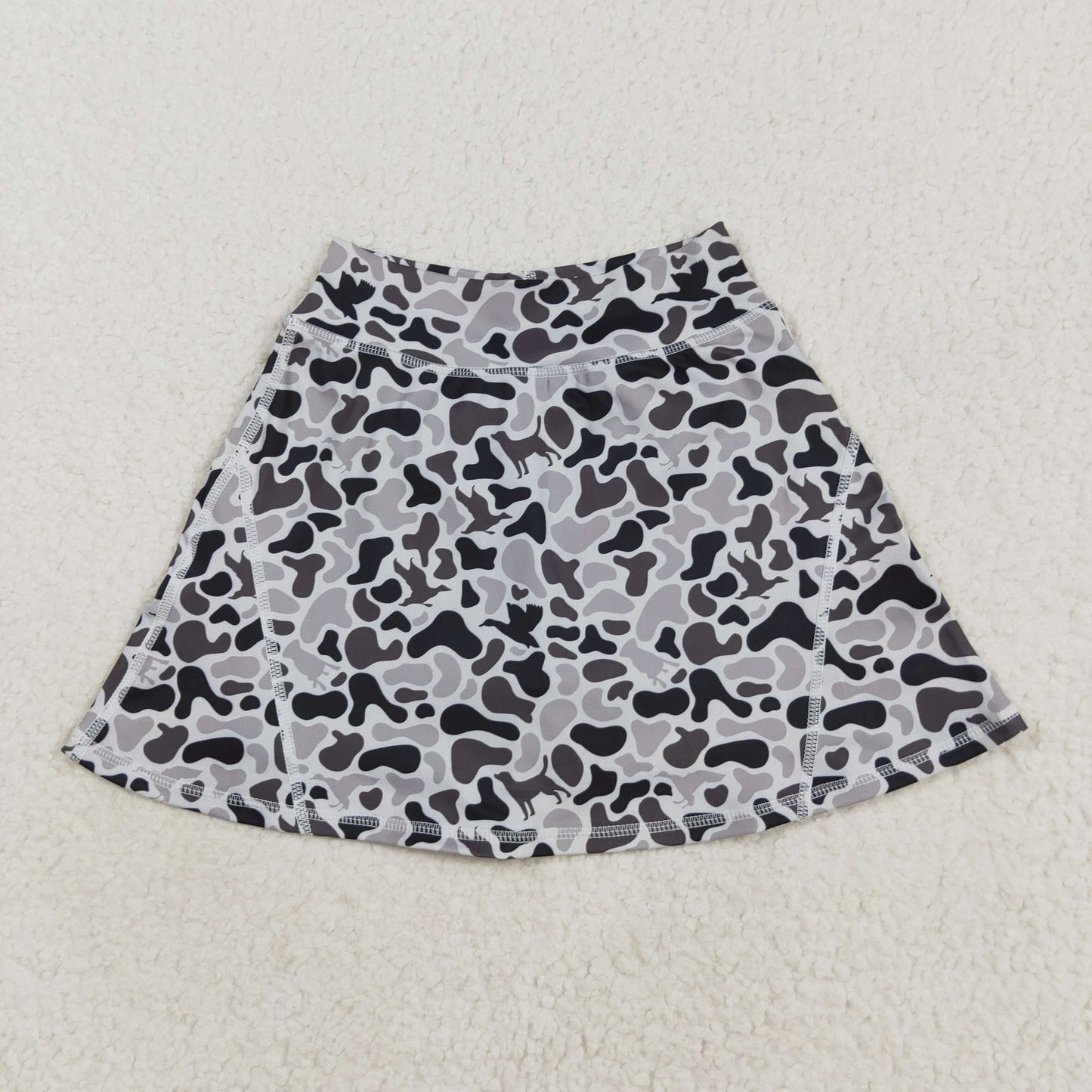 GLK0127 Toddler Girls Dark Gray Ducks Camo Athletic Yoga Active Skirts Short Bottom