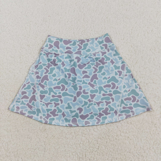 GLK0128 Baby Girls Aqua Ducks Camo Yoga Active Skirts Short Bottom