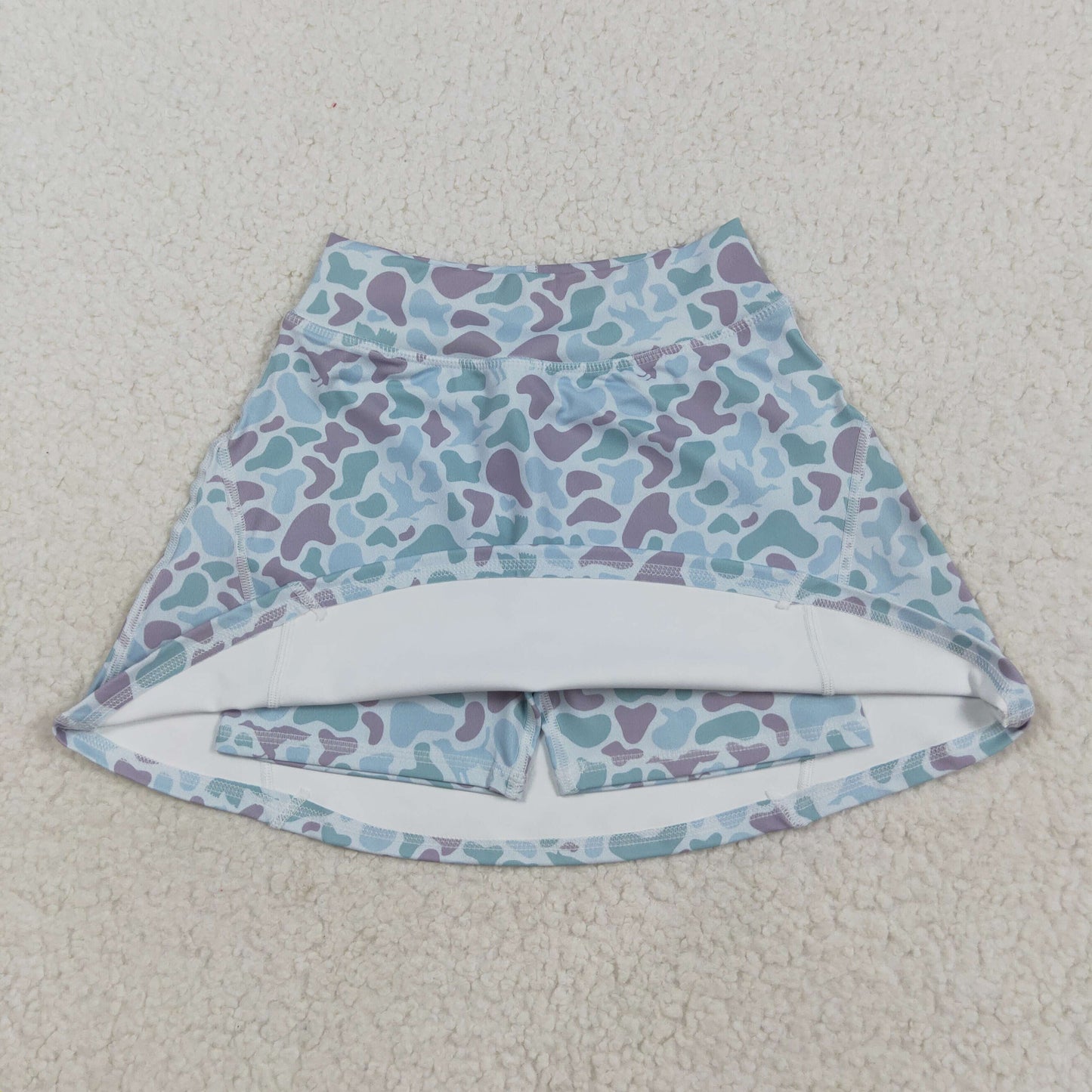GLK0128 Baby Girls Aqua Ducks Camo Yoga Active Skirts Short Bottom