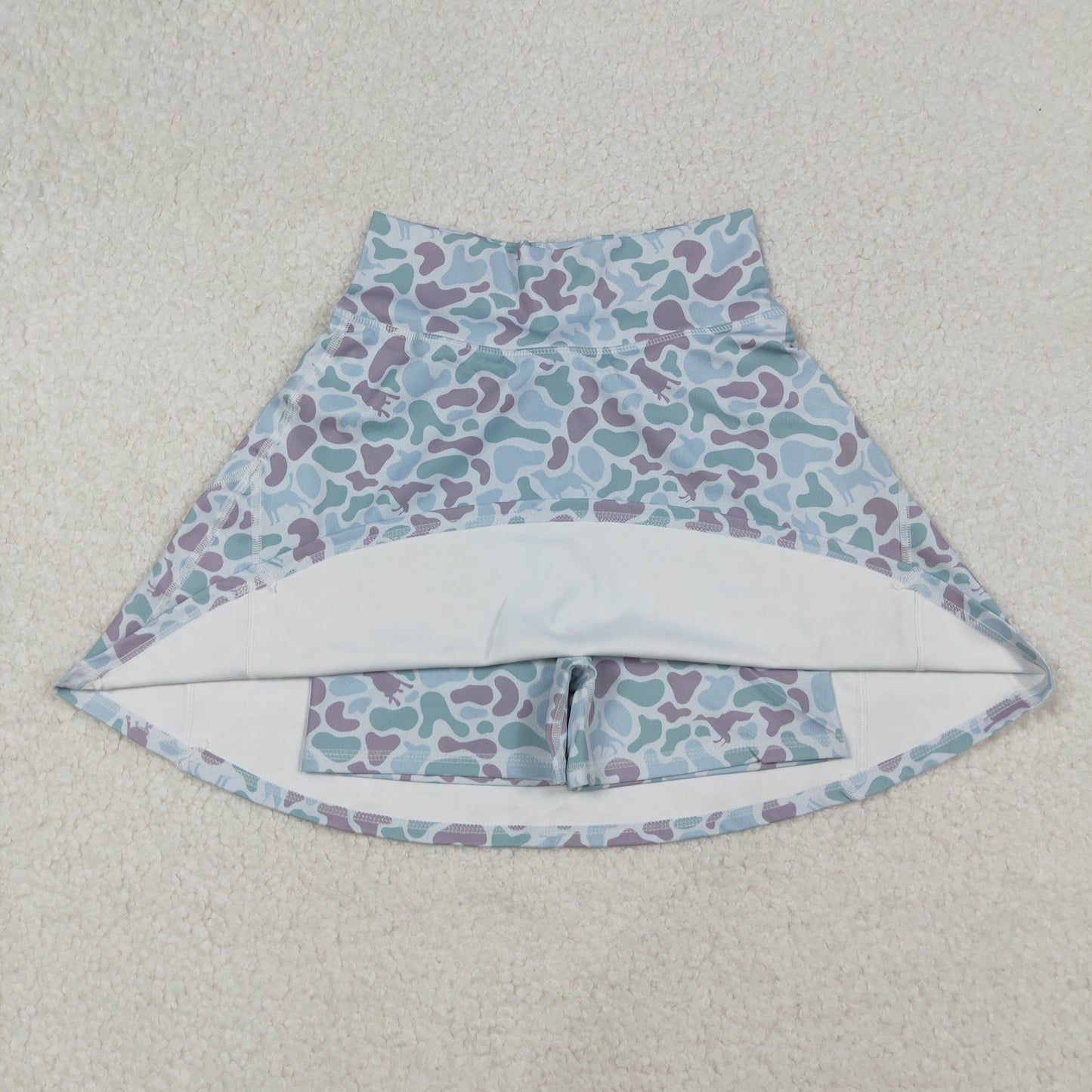 GLK0132 Adult Women Blue Ducks Dogs Camo Skirts Shorts Bottom