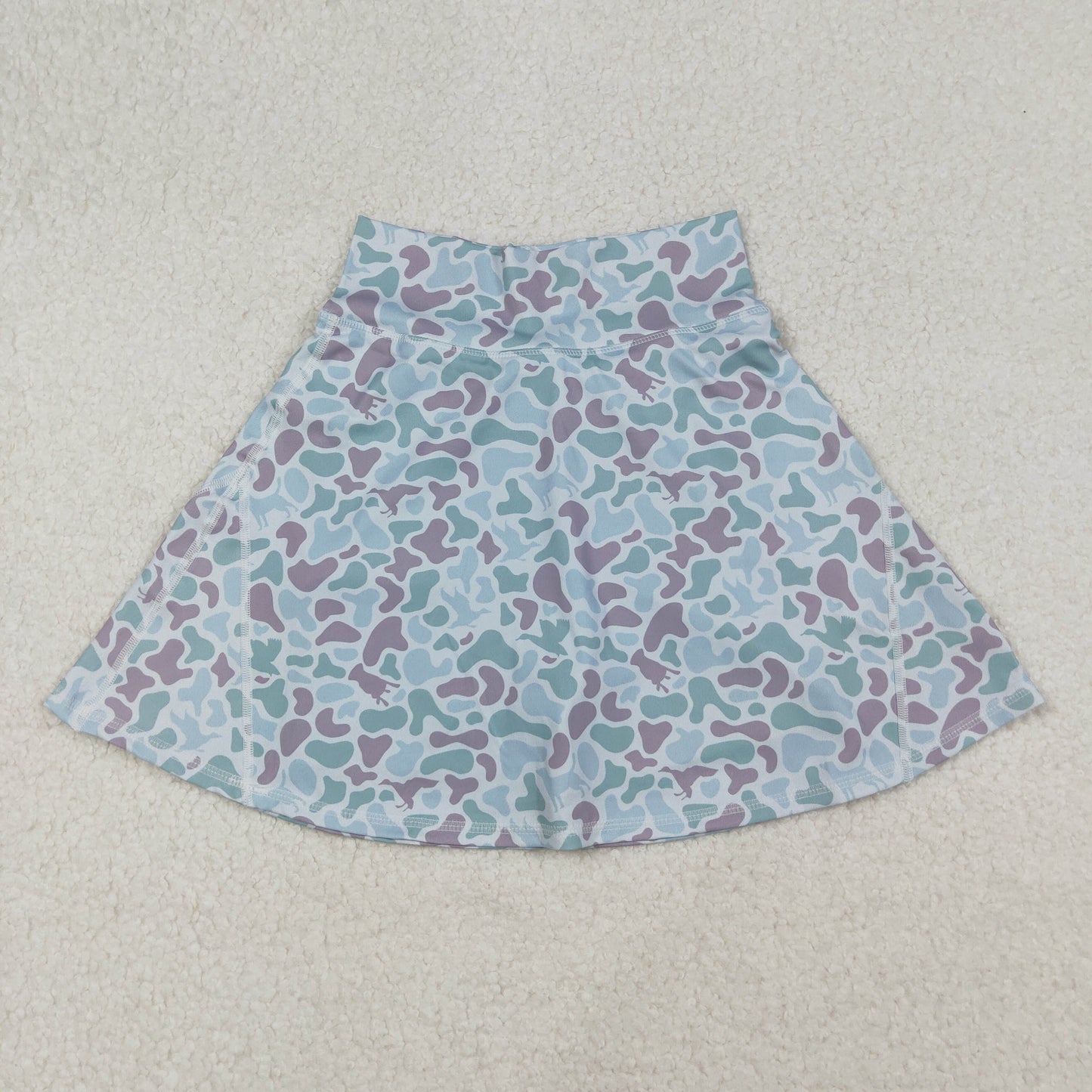 GLK0132 Adult Women Blue Ducks Dogs Camo Skirts Shorts Bottom