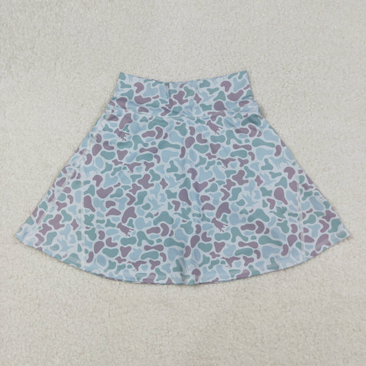 GLK0132 Adult Women Blue Ducks Dogs Camo Skirts Shorts Bottom