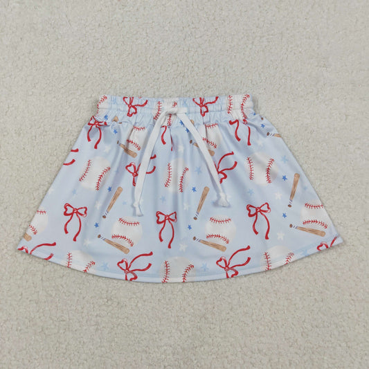 GLK0169 Baby Girls Stars Baseballs Team Yoga Active Skirts Short Bottom