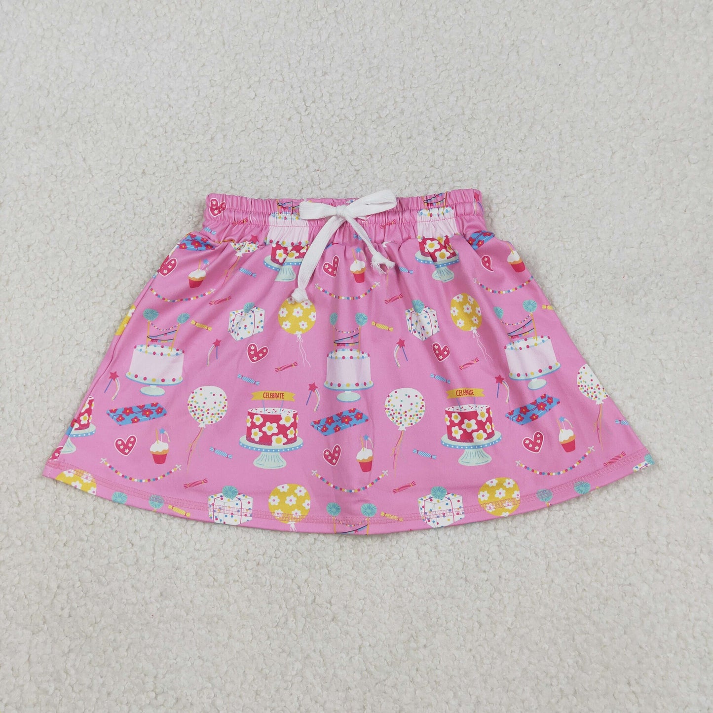 GLK0170 Baby Girls Happy Birthday Balloons Yoga Active Skirts Short Bottom