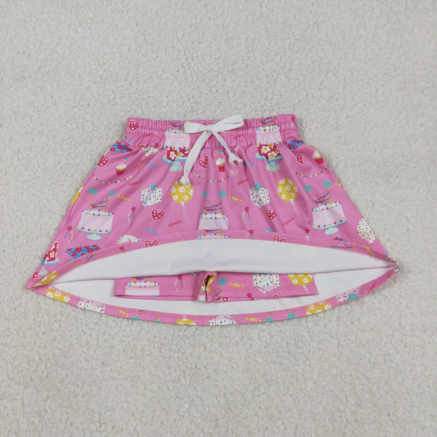 GLK0170 Baby Girls Happy Birthday Balloons Yoga Active Skirts Short Bottom